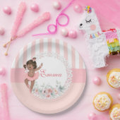 Ballerina Pink Tutu Stripes Blume Pappteller (Party)