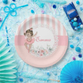 Ballerina Pink Tutu Stripes Blume Pappteller (Party)