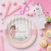 Ballerina Pink Tutu Stripes Blume Pappteller (Party)