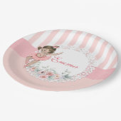 Ballerina Pink Tutu Stripes Blume Pappteller (Schrägansicht)
