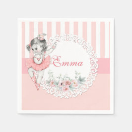 Ballerina Pink Tutu Stripes Blume Serviette