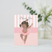 Ballerina Pink Tutu Stripes Blume Vielen Dank Dankeskarte (Stehend Vorderseite)