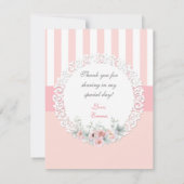 Ballerina Pink Tutu Stripes Blume Vielen Dank Dankeskarte (Rückseite)