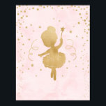 Ballerina Pink und Gold Stars Art Deco Poster<br><div class="desc">Ein rosa Aquarellhintergrund mit einer goldenen Farbballerina,  das Design anpassen und Ihren Text hinzufügen.</div>