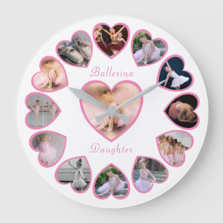 Ballerina Pink Weißes Fotomaterial Große Wanduhr