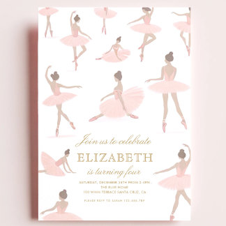Ballerina Pink zum Geburtstag Einladung