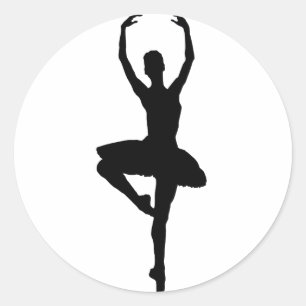 BALLERINA-PIROUETTE (Balletttanz-Silhouette) ~~ Runder Aufkleber