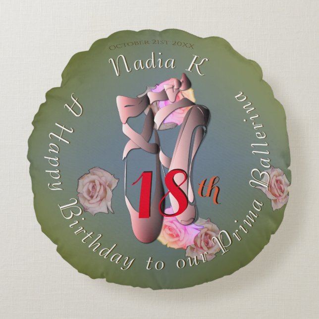 Ballerina Pointe Retro Rundes Kissen (Vorderseite)