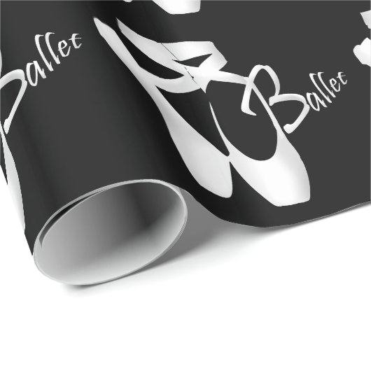 Ballerina Pointe Schuhe Weiß/Schwarz GW Geschenkpapier (Rolleneckpunkt)