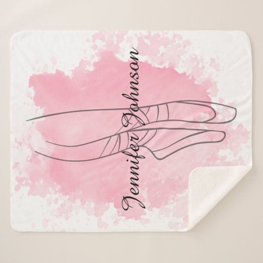 Ballerina Pointe Shoes Pink Wasserfarbe Sherpadecke (Vorderseite (Horizontal))