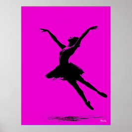 Ballerina Poster - Schwarze Silhouette auf Rosa