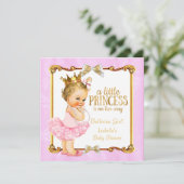 Ballerina Princess Baby Dusche Rosa Gold Blonde Einladung (Stehend Vorderseite)