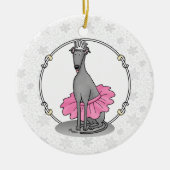 Ballerina Princess Greyhound Dog (grau) Keramik Ornament (Vorne)