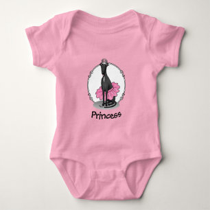 Ballerina Princess Greyhound Dog (schwarz) Baby Strampler
