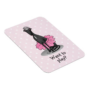 Ballerina Princess Greyhound Dog (schwarz) Magnet
