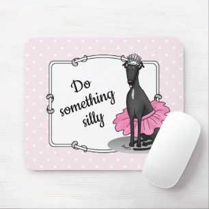 Ballerina Princess Greyhound Dog (schwarz) Mousepad