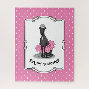 Ballerina Princess Greyhound Dog (schwarz) Puzzle