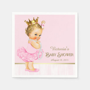 Ballerina Princess Pink Gold Baby Dusche Serviette