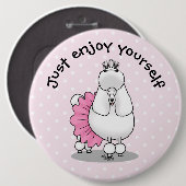 Ballerina Princess Poodle Dog (weiß) Button (Vorne & Hinten)