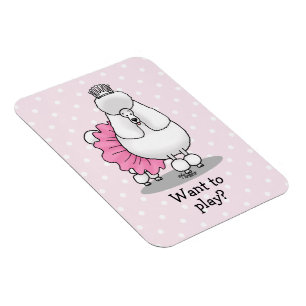 Ballerina Princess Poodle Dog (weiß) Magnet
