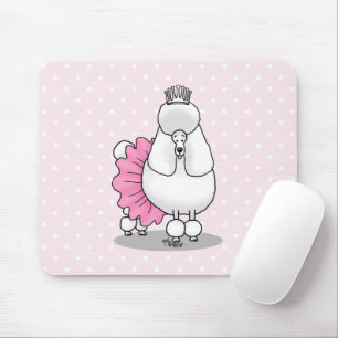 Ballerina Princess Poodle Dog (weiß) Mousepad