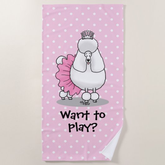 Ballerina Princess Poodle Dog (weiß) Strandtuch (Vorderseite)