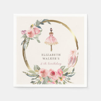 Ballerina-Prinzessin Blumenrot Geburtstagsparty Ni Serviette