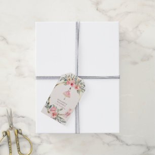 Ballerina-Prinzessin Floral Blush Geburtstagsfeier Geschenkanhänger