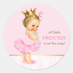 Ballerina Prinzessin Tutu Perlen Baby Shower Runder Aufkleber