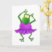 Ballerina Purple Tutu Dancing Frog Karte (Gelbe Blume)