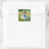 Ballerina Quadratischer Aufkleber (Tasche)