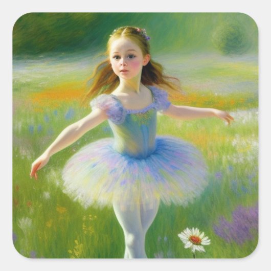 Ballerina Quadratischer Aufkleber (Vorderseite)