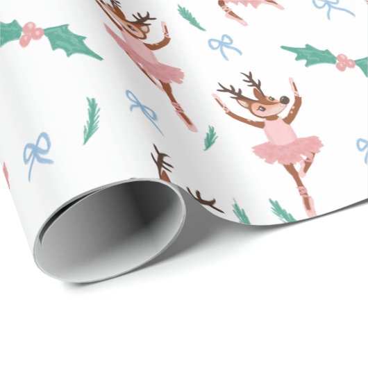 Ballerina Reindeer und Bows Weihnachten Geschenkpapier (Rolleneckpunkt)