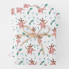 Ballerina Reindeer und Bows Weihnachten Geschenkpapier Set