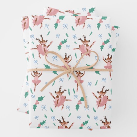 Ballerina Reindeer und Bows Weihnachten Geschenkpapier Set (Beispiel)