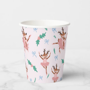 Ballerina Reindeer und Bows Weihnachten Pappbecher