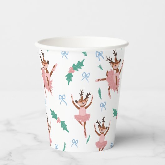 Ballerina Reindeer und Bows Weihnachten Pappbecher (Vorderseite)