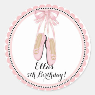 Ballerina-rosa Geburtstags-Gastgeschenk-Aufkleber Runder Aufkleber