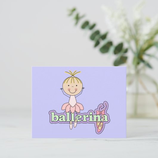 Ballerina - Rosa Hemden und Geschenke Postkarte (Stehend Vorderseite)