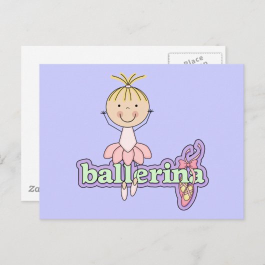 Ballerina - Rosa Hemden und Geschenke Postkarte (Vorne/Hinten)