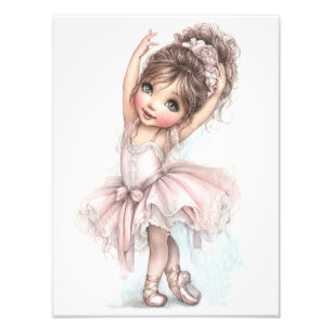 Ballerina Rosa Satin Pantoletten Rosa Tutu Aquarel Fotodruck