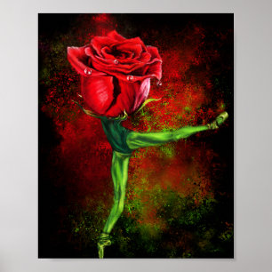 Ballerina Rose Ballet Dancer Poster - Malerei