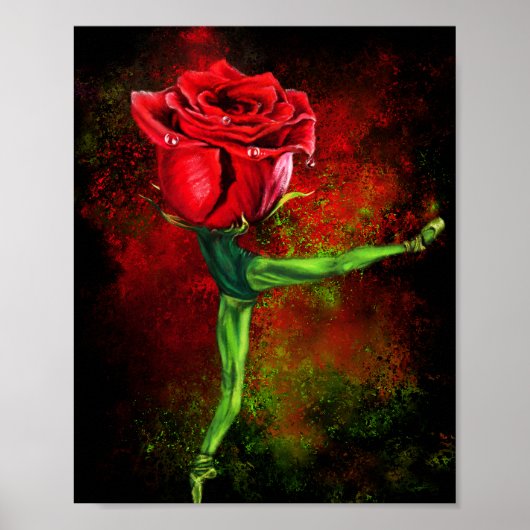 Ballerina Rose Ballet Dancer Poster - Malerei (Vorne)