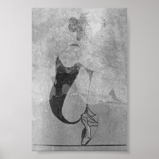 Ballerina Rote Haare Frau Körper Silber Schwarz Gr Poster (Vorne)