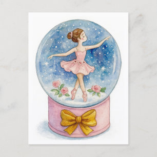 Ballerina-Schneekugel-Weihnachtspostkarte Feiertagspostkarte