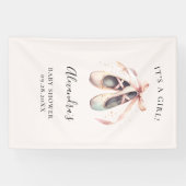 Ballerina Schuhe Pink Baby Girl Dusche Hintergrund Banner (Horizontal)