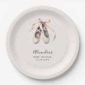 Ballerina Schuhe Pink Bow Gold Baby Girl Dusche Pappteller (Vorderseite)