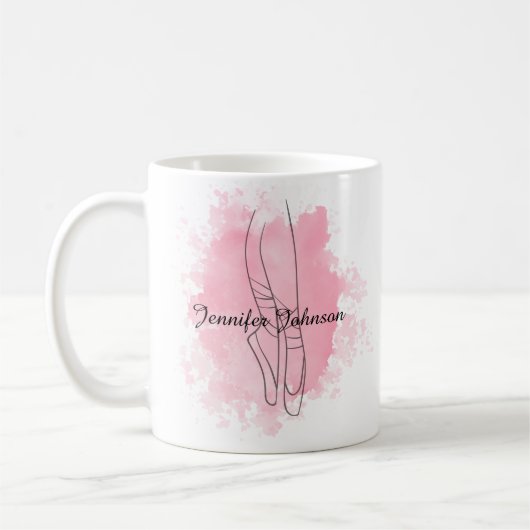 Ballerina Schuhe Rosa Wasserfarbe mit Namen Kaffeetasse (Links)