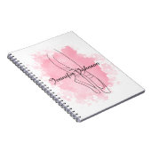 Ballerina Schuhe Rosa Wasserfarbe mit Namen Notizblock (Rechte Seite)