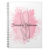 Ballerina Schuhe Rosa Wasserfarbe mit Namen Notizblock (Vorderseite)